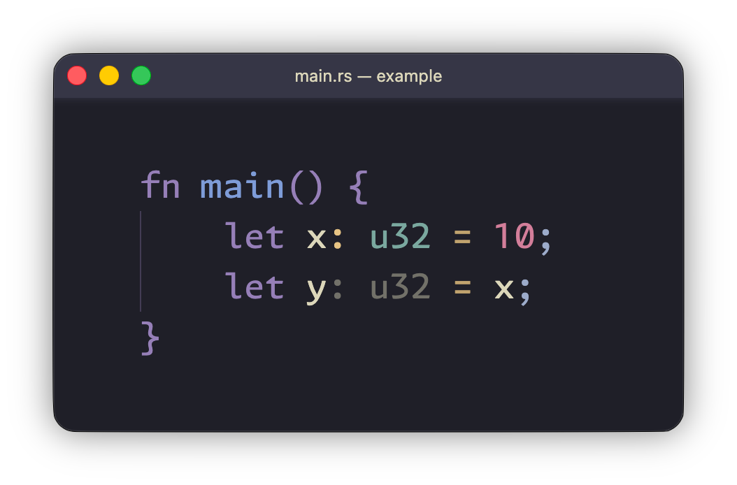 Screenshot of Rust code block VSCode without the problem